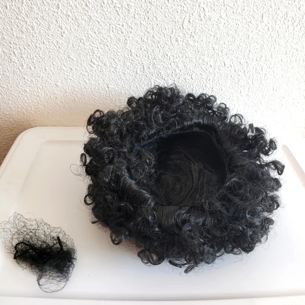 NWT Black Curly Wig Disco Afro Costume One Size Halloween
